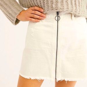 Free People Sz 25 Zip It Up Denim Mini Skirt